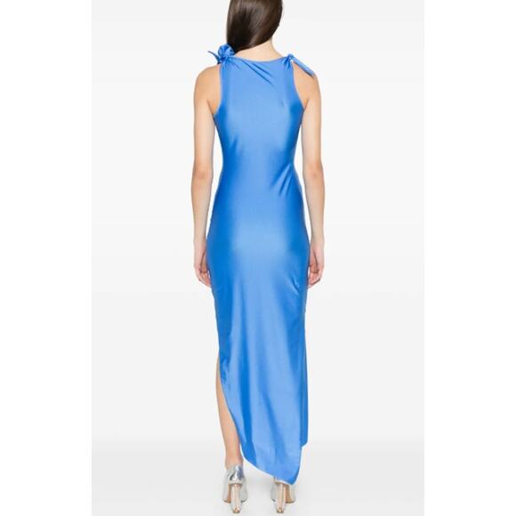 Coperni Asymmetric Flower Gown Satin Cut-Out Sleeveless Rosette Midi Maxi Dress - Picture 5 of 16